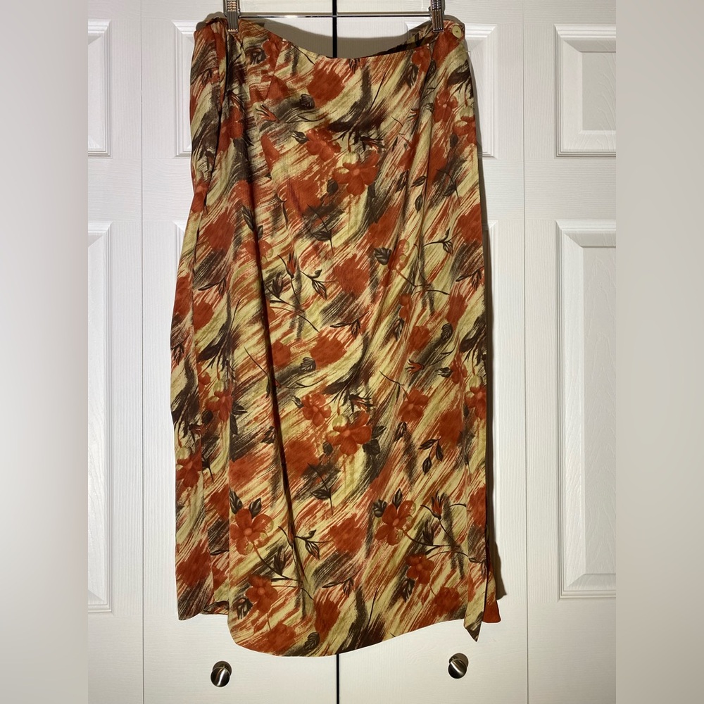 Floral Maxi Skirt in Red and Brown